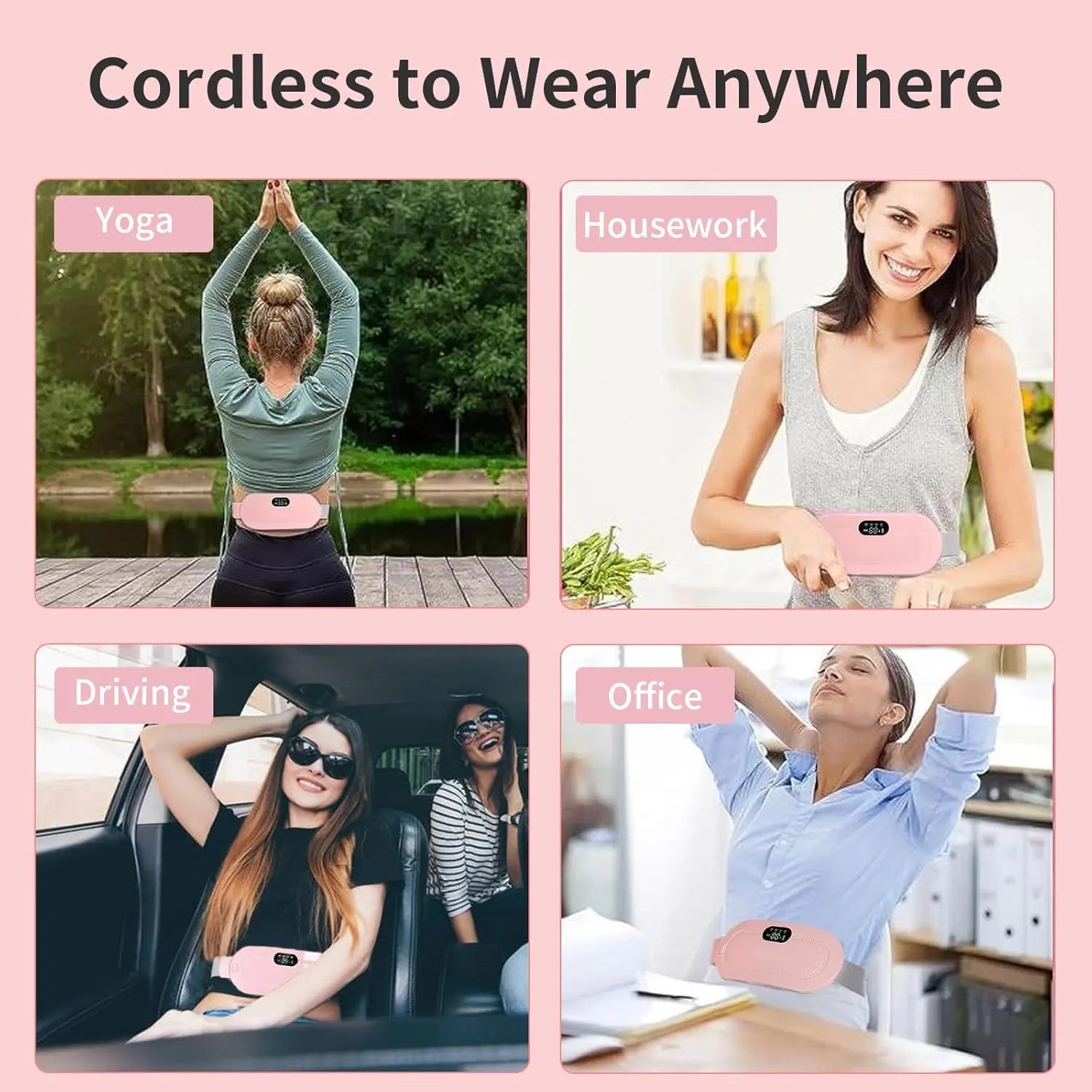 Experience Ultimate Comfort with the Cordless Menstrual Heating Pad - Smart Uterus Warmer Belt and Vibrating Abdominal Massager