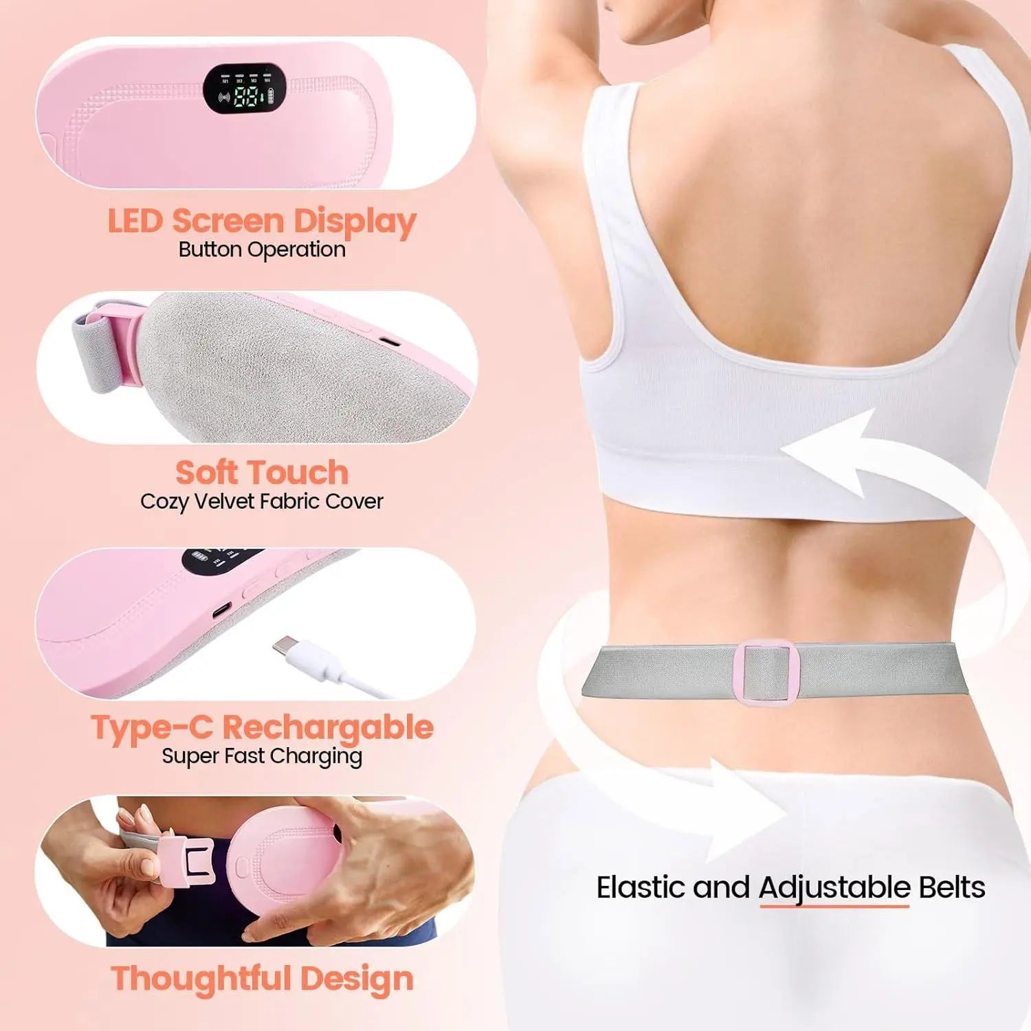 Experience Ultimate Comfort with the Cordless Menstrual Heating Pad - Smart Uterus Warmer Belt and Vibrating Abdominal Massager